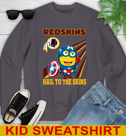 NFL Football Washington Redskins Captain America Marvel Avengers Minion Hail To The Skín Shirt Youth Sweatshirt 5