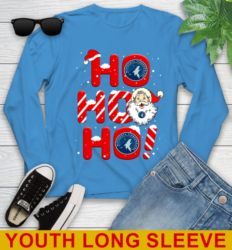 Minnesota Timberwolves NBA Basketball Ho Ho Ho Santa Claus Merry Christmas Shirt Youth Long Sleeve 8