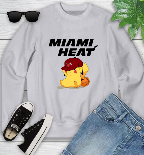 NBA Pikachu Basketball Sports Miami Heat Youth Sweatshirt 4