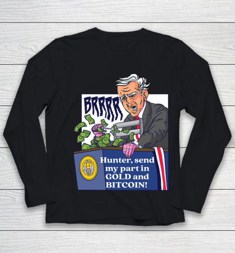Bitcoin Joe Biden Printing Money Economy Anti Biden Anti Biden Retro Vintage Cartoon Youth Long Sleeve