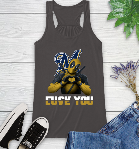 MLB Milwaukee Brewers Deadpool Love You Fuck You Baseball Sports Racerback Tank 11