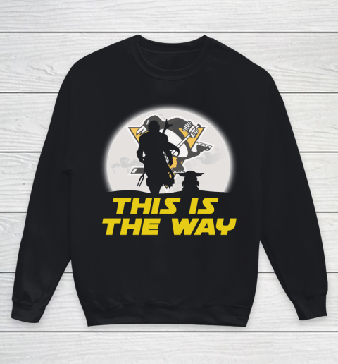 Pittsburgh Penguins NHL Ice Hockey Star Wars Yoda And Mandalorian This Is The Way Youth Sweatshirt