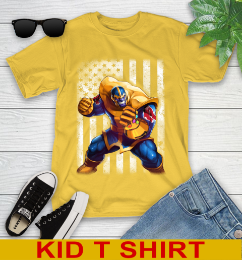 MLB Baseball Boston Red Sox Thanos Marvel American Flag Shirt Youth T-Shirt 9