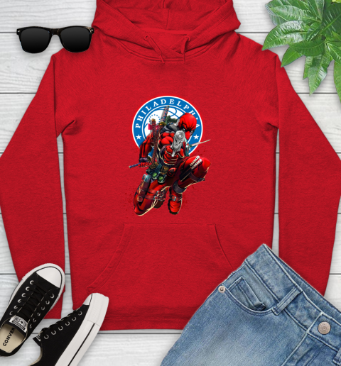 NBA Deadpool Marvel Comics Sports Basketball Philadelphia 76ers Youth Hoodie 11