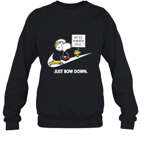 nfl Los Angeles Chargers Are Number One – nike Just Bow Down Snoopy juzw los angeles chargers are number one ndash just bow dow sweatshirt 35 front black