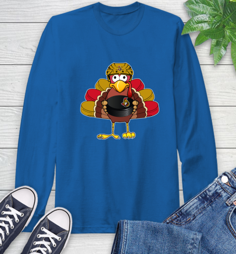 Ottawa Senators Turkey Thanksgiving Day Long Sleeve T-Shirt 9