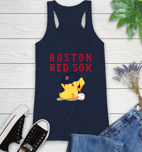 MLB Pikachu Baseball Sports Boston Red Sox Racerback Tank 12