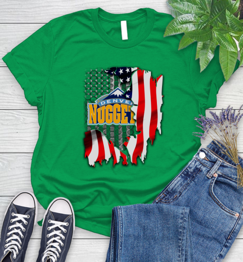 Denver Nuggets NBA Basketball American Flag Women's T-Shirt 9