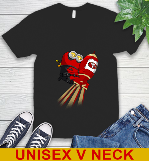 NFL Football San Francisco 49ers Deadpool Minion Marvel Shirt V-Neck T-Shirt