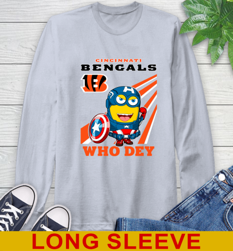 NFL Football Cincinnati Bengals Captain America Marvel Avengers Minion Shirt Long Sleeve T-Shirt 6