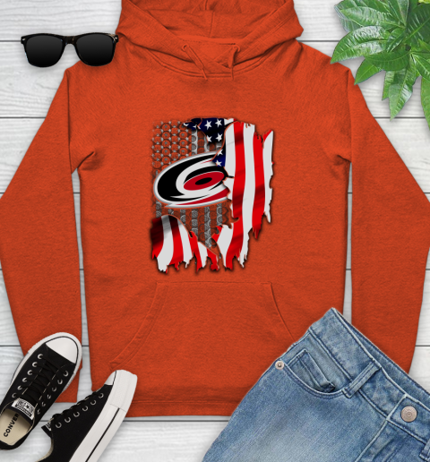 Carolina Hurricanes NHL Hockey American Flag Youth Hoodie 4