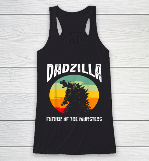 Dad zilla Father Of The Monsters Retro Vintage Sunset Racerback Tank