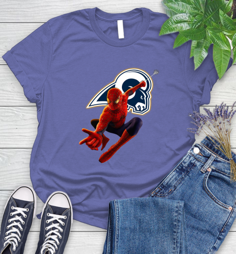 NFL Spider Man Avengers Endgame Football Los Angeles Rams Women's T-Shirt 11