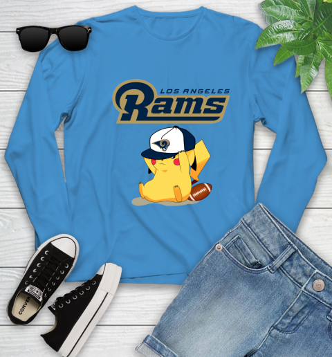 NFL Pikachu Football Sports Los Angeles Rams Youth Long Sleeve 7