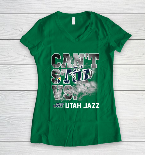 NBA Utah Jazz Basketball Can't Stop Vs Women's V-Neck T-Shirt 3