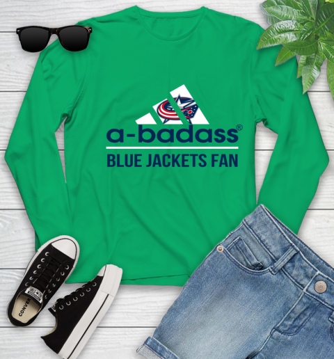NHL A Badass Columbus Blue Jackets Fan Adidas Hockey Sports Youth Long Sleeve 7