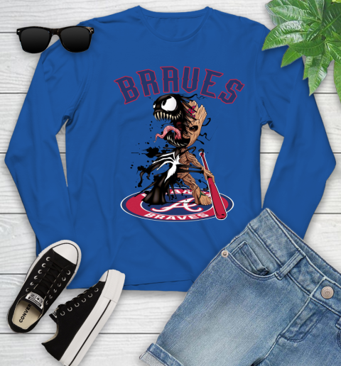 MLB Atlanta Braves Baseball Venom Groot Guardians Of The Galaxy Youth Long Sleeve 9