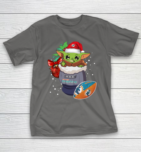 Miami Dolphins Christmas Baby Yoda Star Wars Funny Happy NFL T-Shirt 9