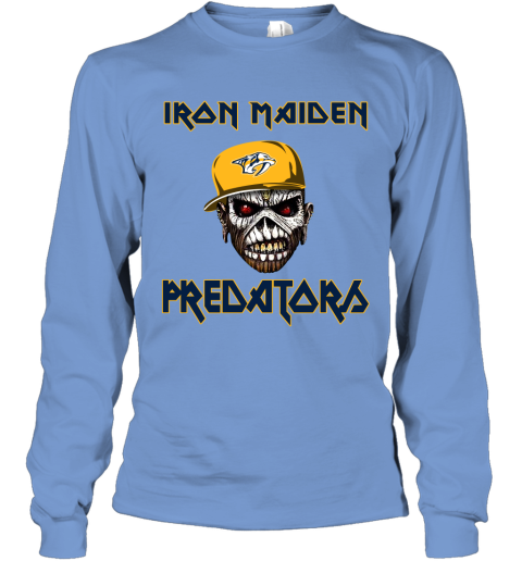 NHL Nashville Predators Iron Maiden Rock Band Music Hockey Sports WLKJ0J62R9J long sleeve tee 14 95 151514 front carolina blue