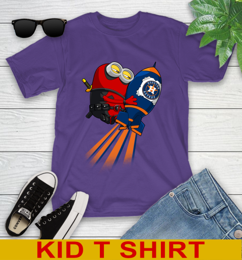MLB Baseball Houston Astros Deadpool Minion Marvel Shirt Youth T-Shirt 3