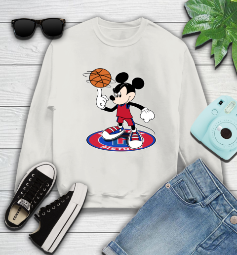 NBA Basketball Detroit Pistons Cheerful Mickey Disney Shirt Sweatshirt 12