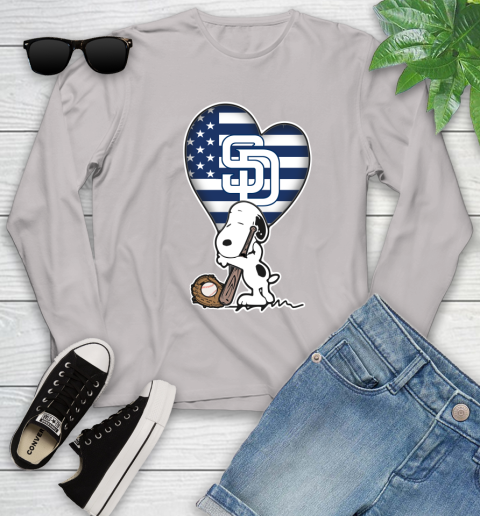 San Diego Padres MLB Baseball The Peanuts Movie Adorable Snoopy Youth Long Sleeve 12