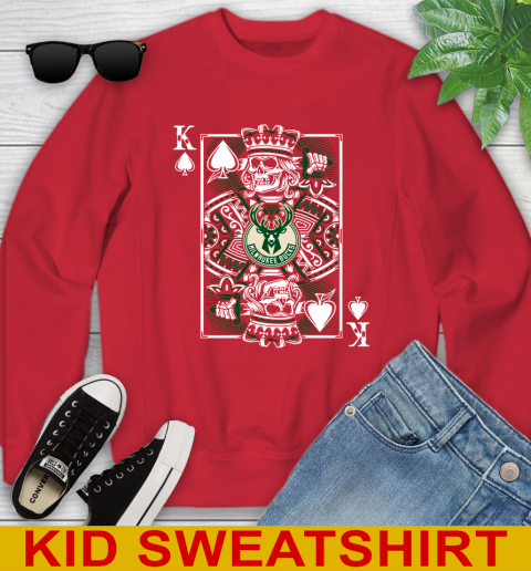 Milwaukee Bucks NBA Basketball The King Of Spades Death Cards Shirt Youth Sweatshirt 7