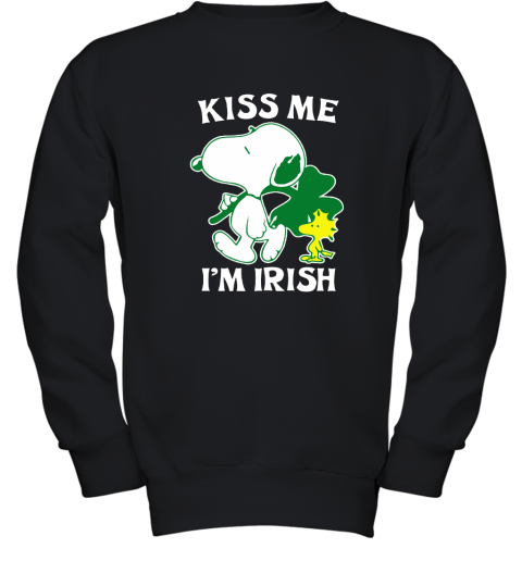 Snoopy And Woodstock Kiss Me I'm Irish St. Patrick's Day Youth Sweatshirt