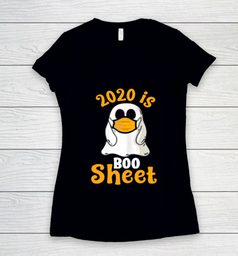 2020 Boo Sheet Ghost In Mask Halloween Women's V-Neck T-Shirt
