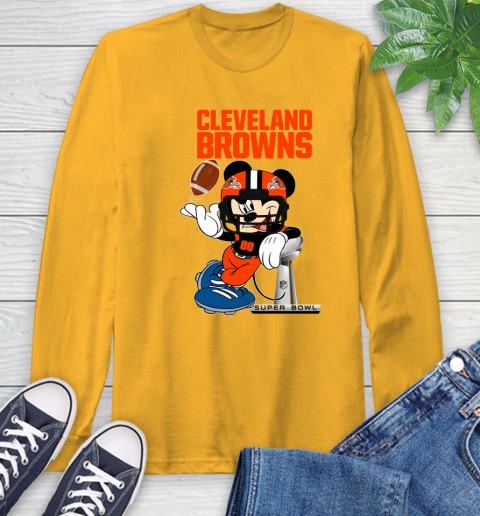 NFL Cleveland Browns Mickey Mouse Disney Super Bowl Football T Shirt Long Sleeve T-Shirt 3
