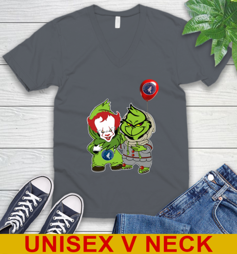 Minnesota Timberwolves Baby Pennywise Grinch Christmas NBA Basketball V-Neck T-Shirt 5