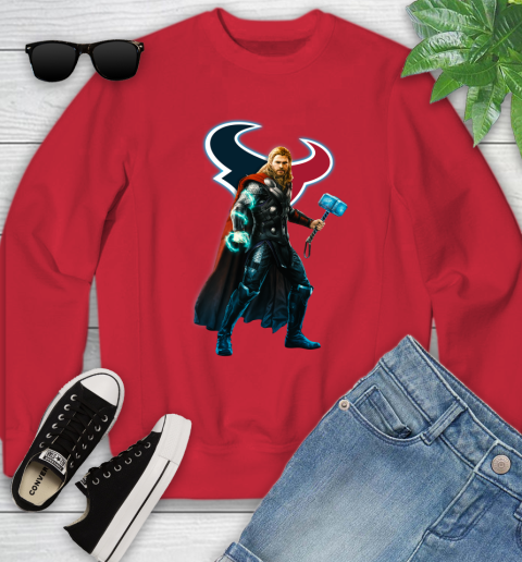 NFL Thor Avengers Endgame Football Houston Texans Youth Sweatshirt 9