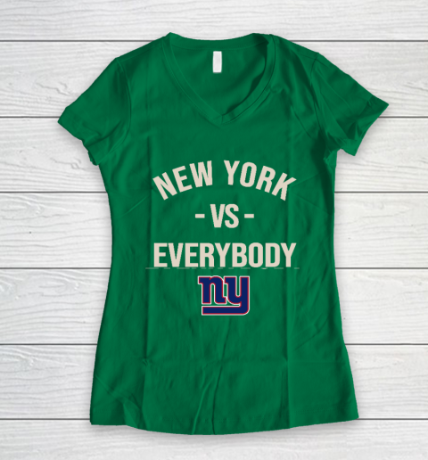 New York Giants Vs Everybody Women's V-Neck T-Shirt 3