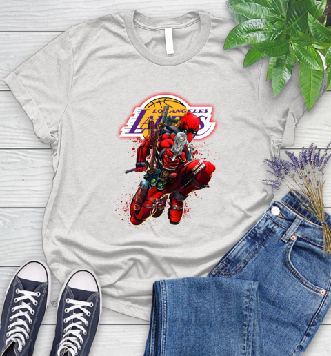 NBA Deadpool Marvel Comics Sports Basketball Los Angeles Lakers Women's T-Shirt
