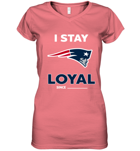 chqz new england patriots i stay loyal women v neck t shirt 39 front coral
