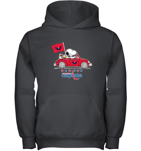 Snoopy And Woodstock Ride The Washington Capitals Car NHL Youth Hoodie