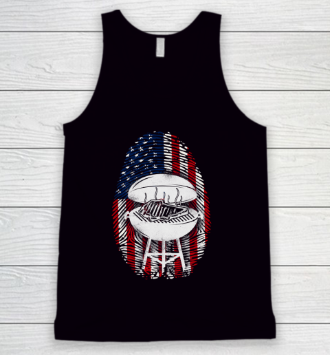 Independence Day 4th Of July BBQ Smoker American Flag Fingerprint Patriotic Tank Top