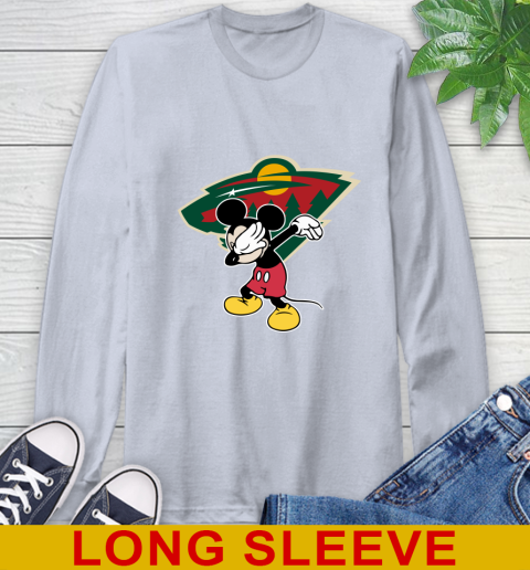 Minnesota Wild NHL Hockey Dabbing Mickey Disney Sports Long Sleeve T-Shirt 6