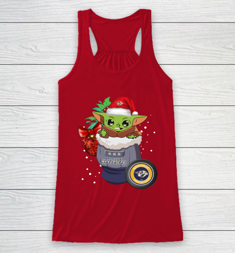 Nashville Predators Christmas Baby Yoda Star Wars Funny Happy NHL Racerback Tank 5