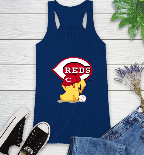 MLB Pikachu Baseball Sports Cincinnati Reds Racerback Tank 9