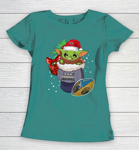 Jacksonville Jaguars Christmas Baby Yoda Star Wars Funny Happy NFL Women's T-Shirt 12