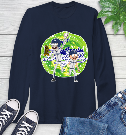 MLB Los Angeles Dodgers Rick And Morty Commissioner's Trophy Baseball Sports Long Sleeve T-Shirt 4