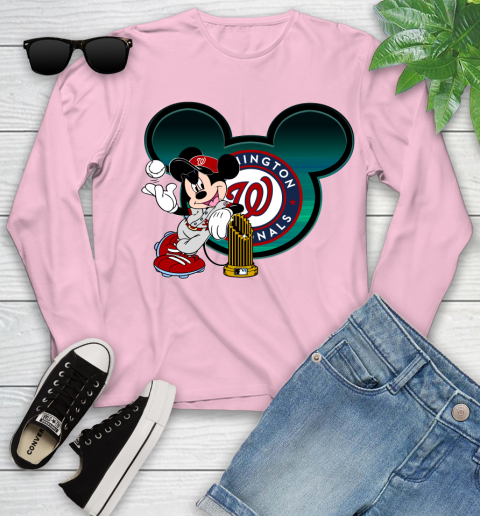 MLB Washington Nationals The Commissioner's Trophy Mickey Mouse Disney Youth Long Sleeve 10