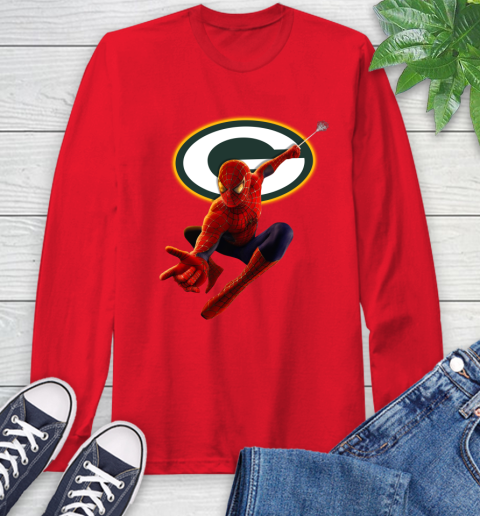 NFL Spider Man Avengers Endgame Football Green Bay Packers Long Sleeve T-Shirt 10