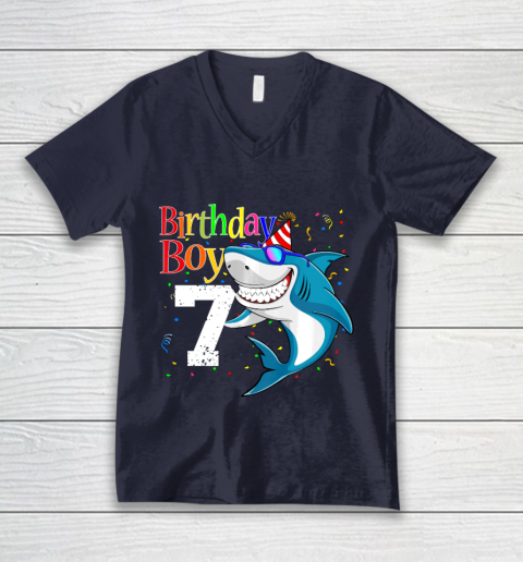 Kids 7th Birthday Boy Shark Shirts 7 Jaw Some Four Tees Boys 7 Years Old V-Neck T-Shirt 2