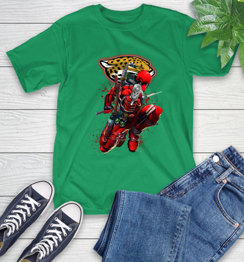 NFL Deadpool Marvel Comics Sports Football Jacksonville Jaguars T-Shirt 7