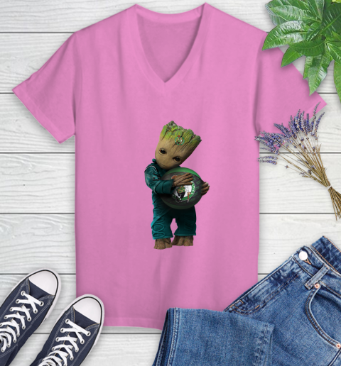 NBA Groot Guardians Of The Galaxy Basketball Sports Boston Celtics Women's V-Neck T-Shirt 14