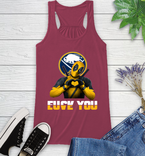 NHL Buffalo Sabres Deadpool Love You Fuck You Hockey Sports Racerback Tank 7
