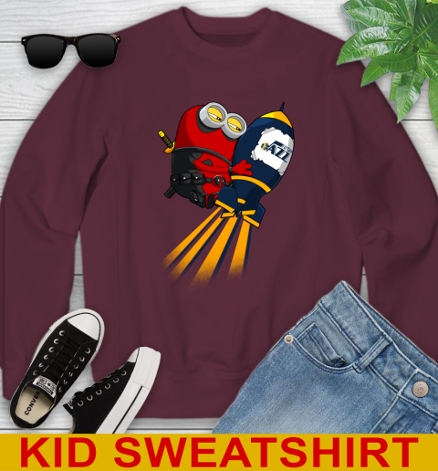 NBA Basketball Utah Jazz Deadpool Minion Marvel Shirt Youth Sweatshirt 4