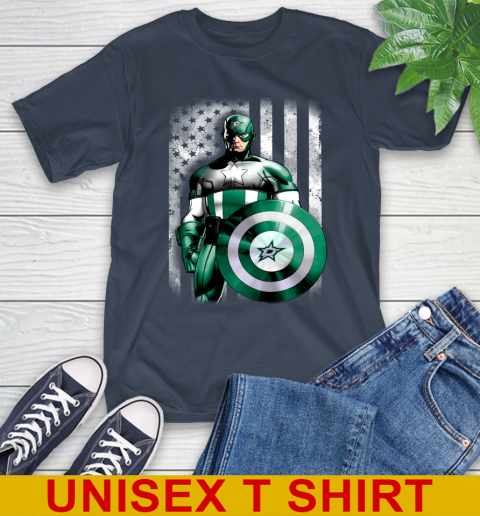 Dallas Stars NHL Hockey Captain America Marvel Avengers American Flag Shirt T-Shirt 3